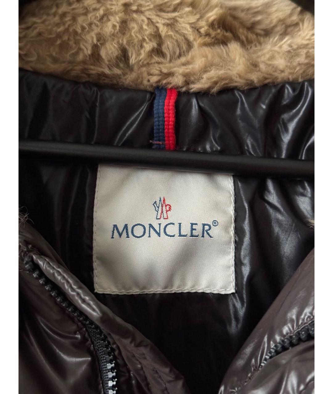 MONCLER Коричневый полиамидовый пуховик, фото 3