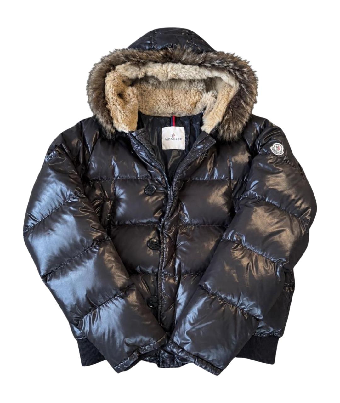 MONCLER Коричневый полиамидовый пуховик, фото 1