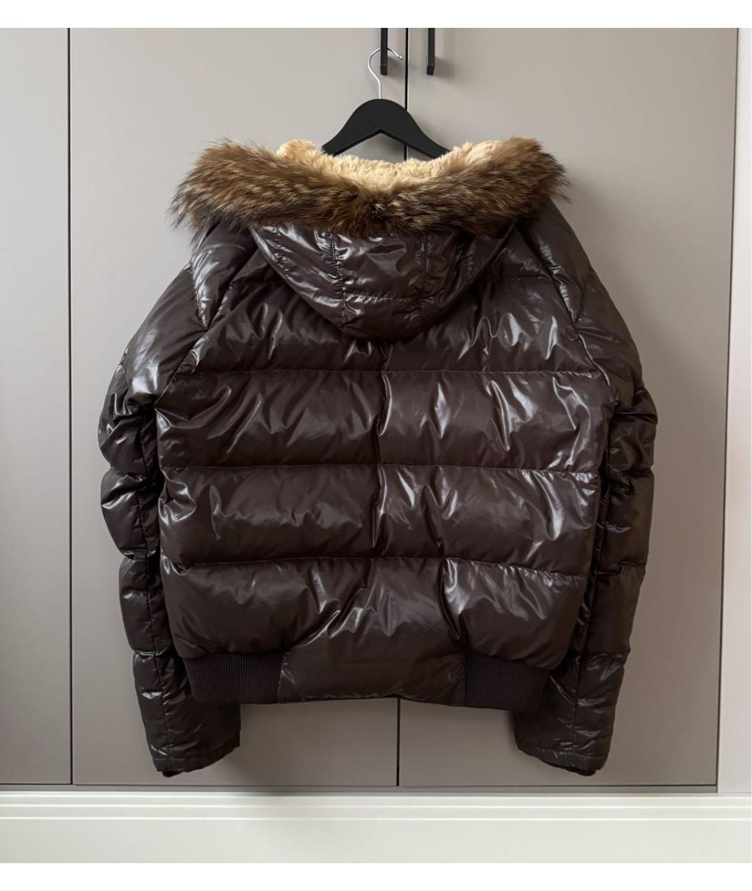 MONCLER Коричневый полиамидовый пуховик, фото 2