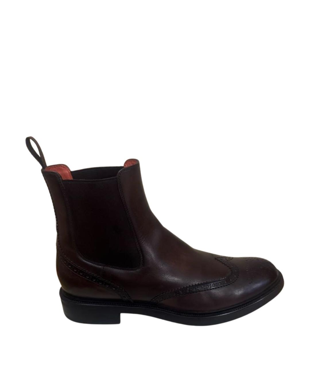 SANTONI Коричневые кожаные полусапоги, фото 1