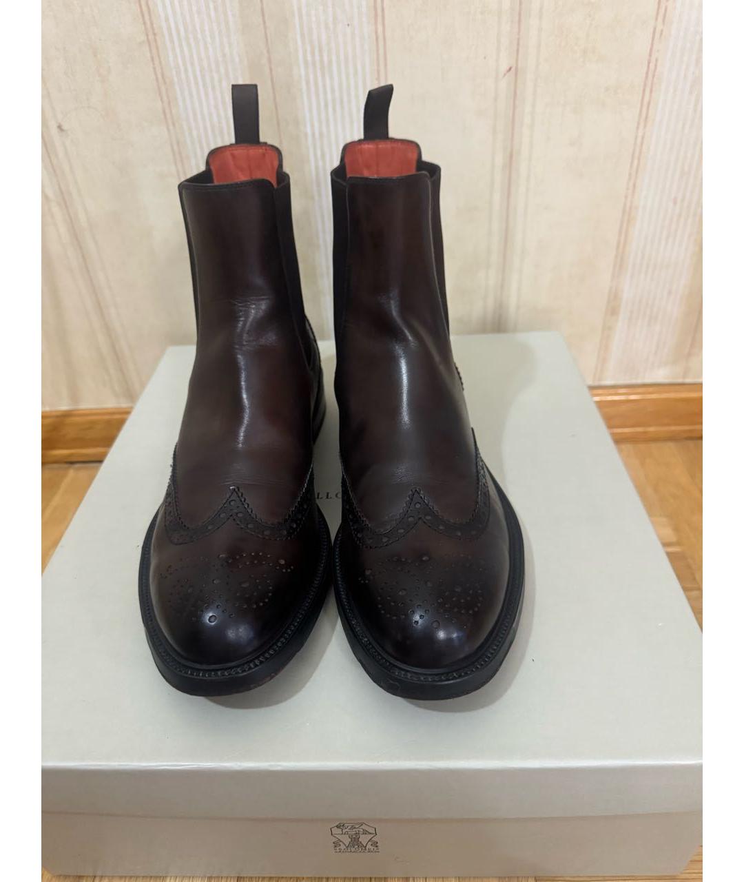 SANTONI Коричневые кожаные полусапоги, фото 2