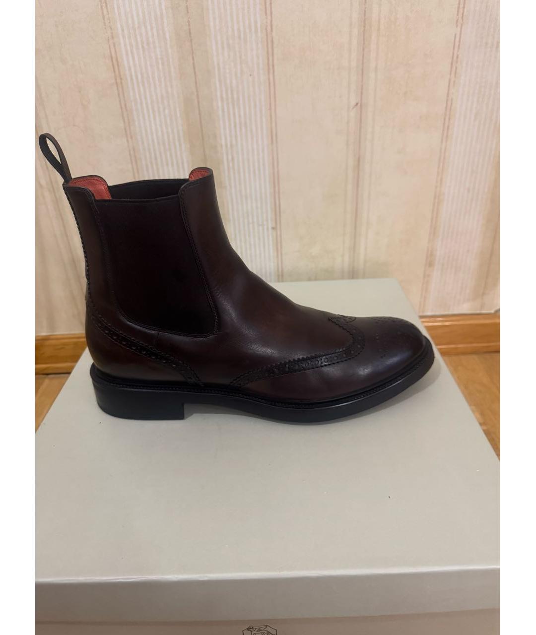 SANTONI Коричневые кожаные полусапоги, фото 7