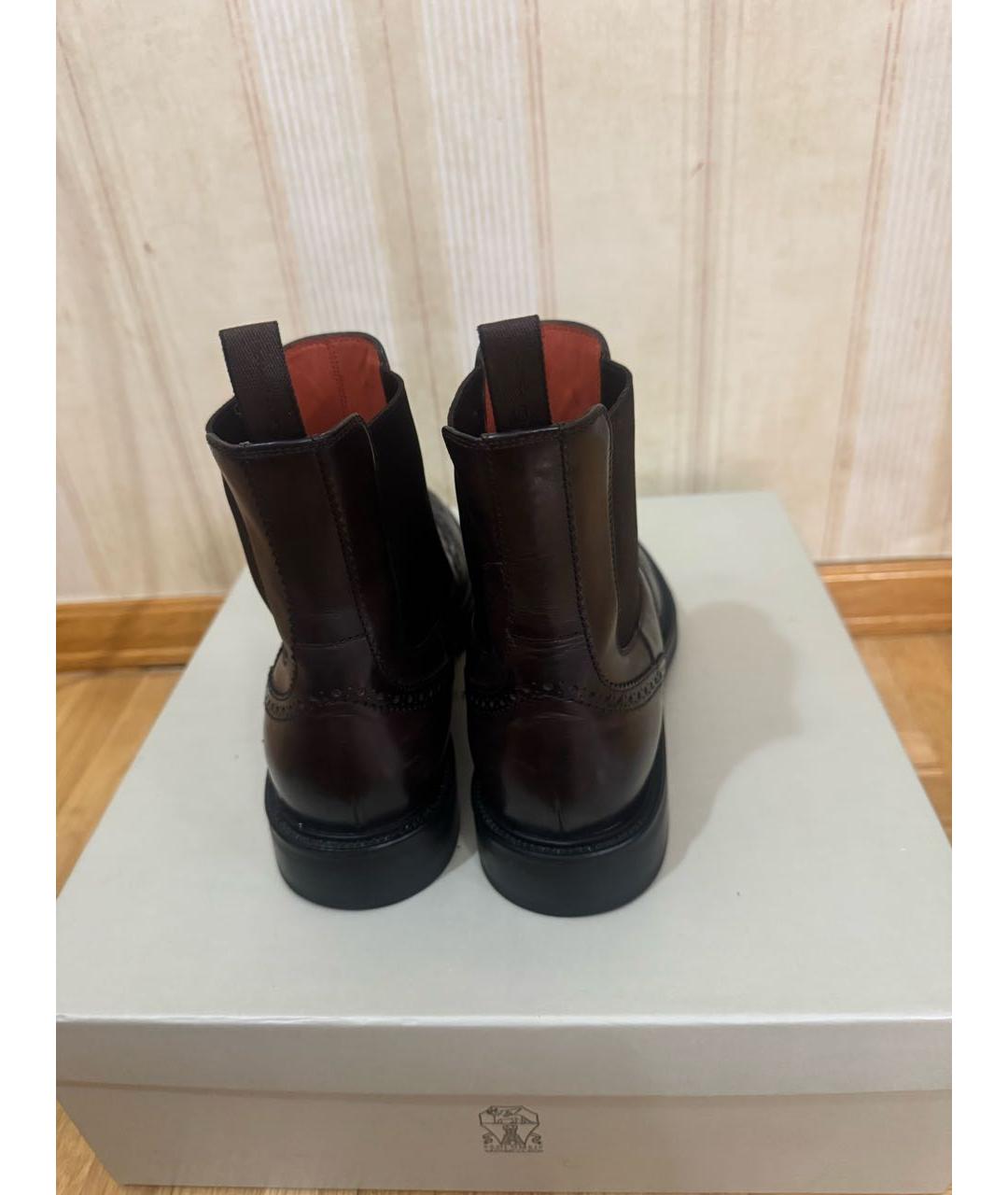 SANTONI Коричневые кожаные полусапоги, фото 4