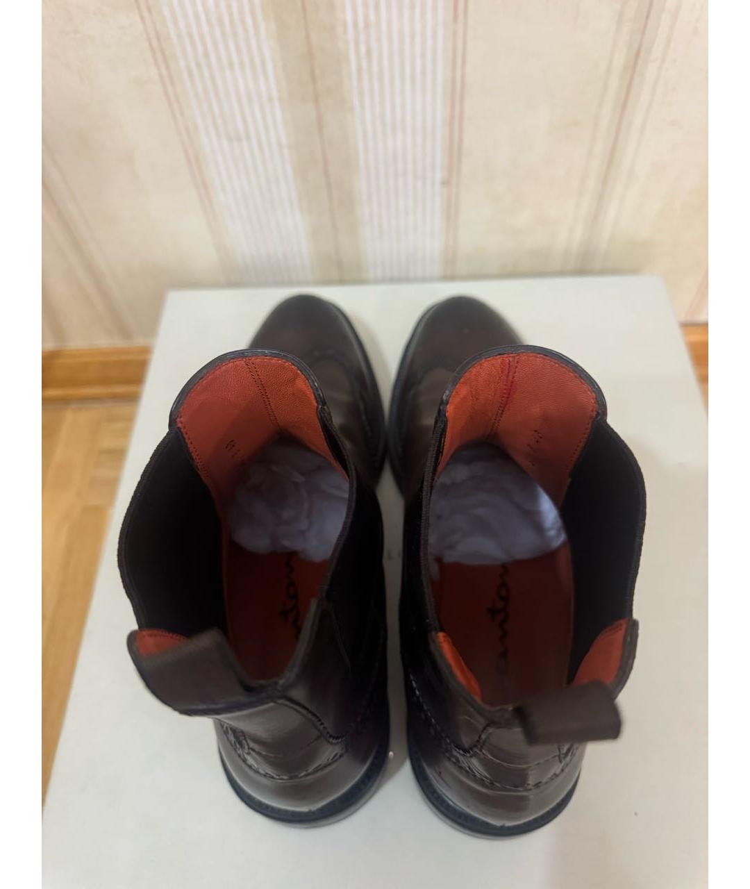 SANTONI Коричневые кожаные полусапоги, фото 3