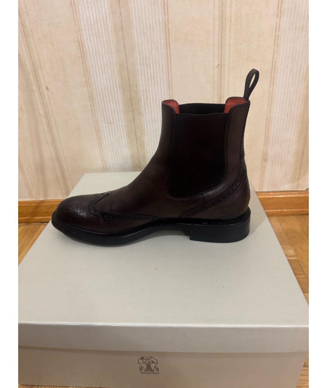 SANTONI Коричневые кожаные полусапоги, фото 5