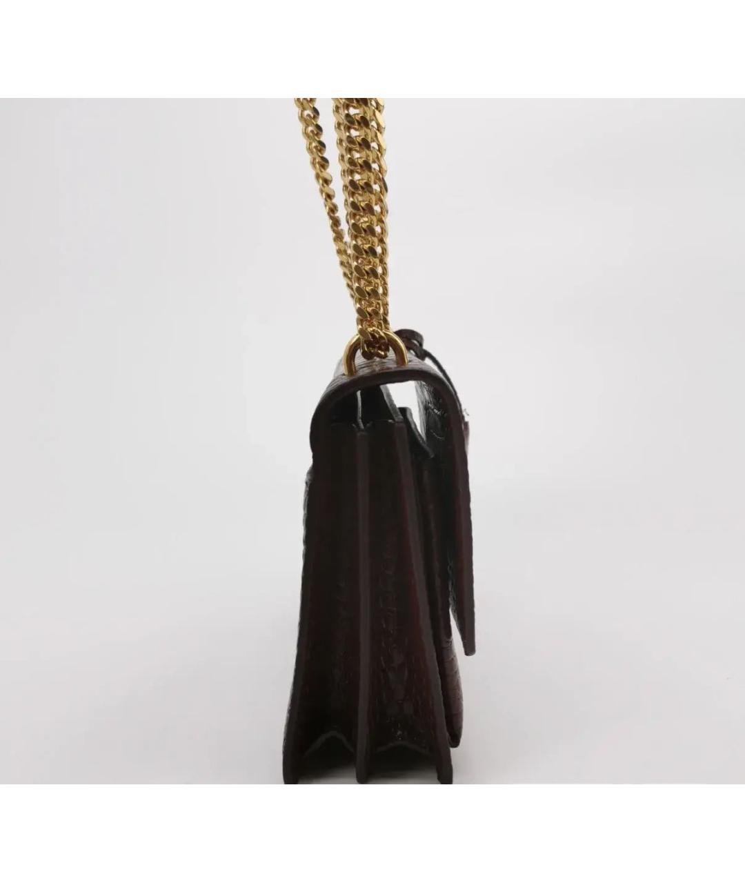 SAINT LAURENT Бордовая кожаная сумка через плечо, фото 3
