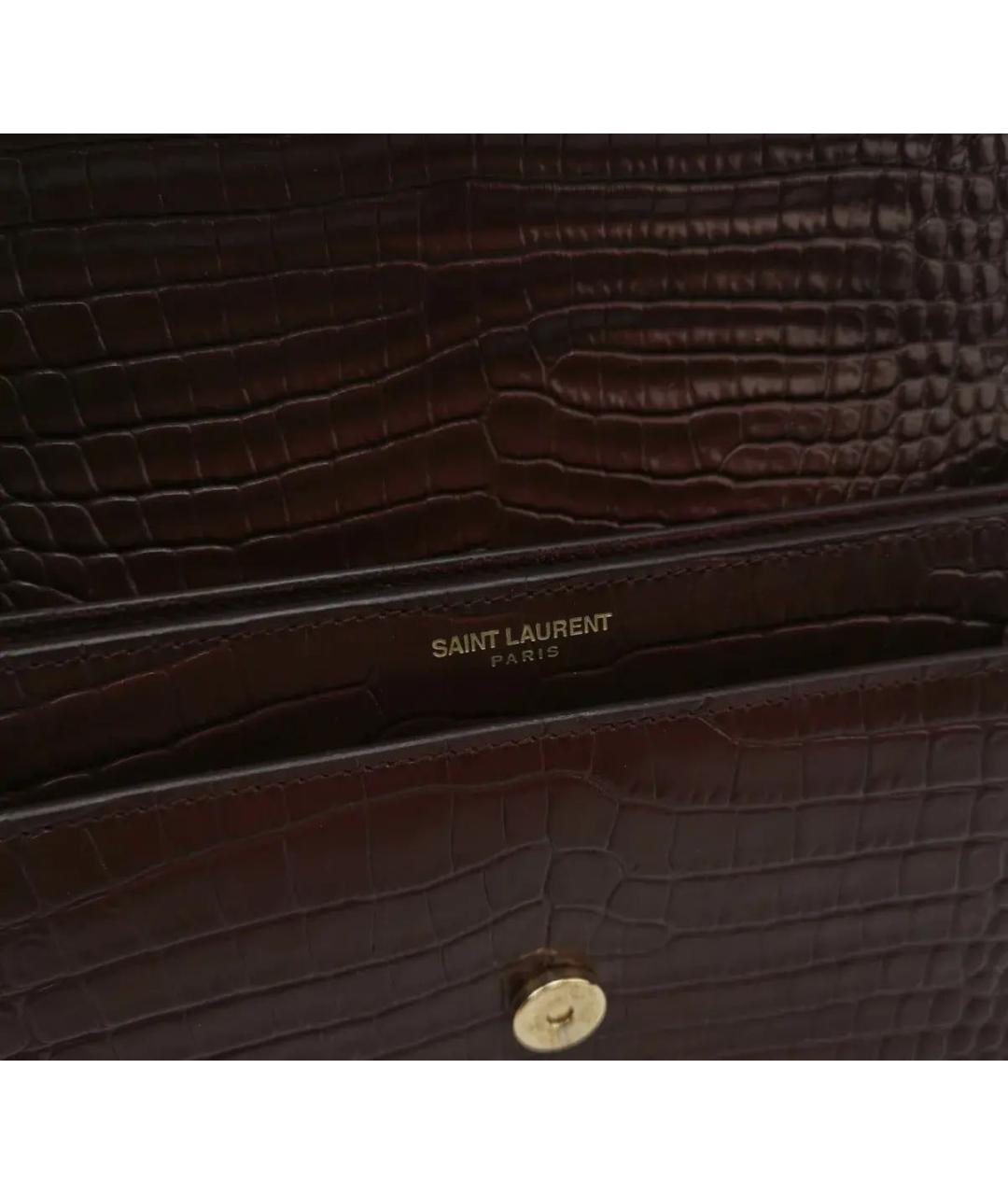 SAINT LAURENT Бордовая кожаная сумка через плечо, фото 4