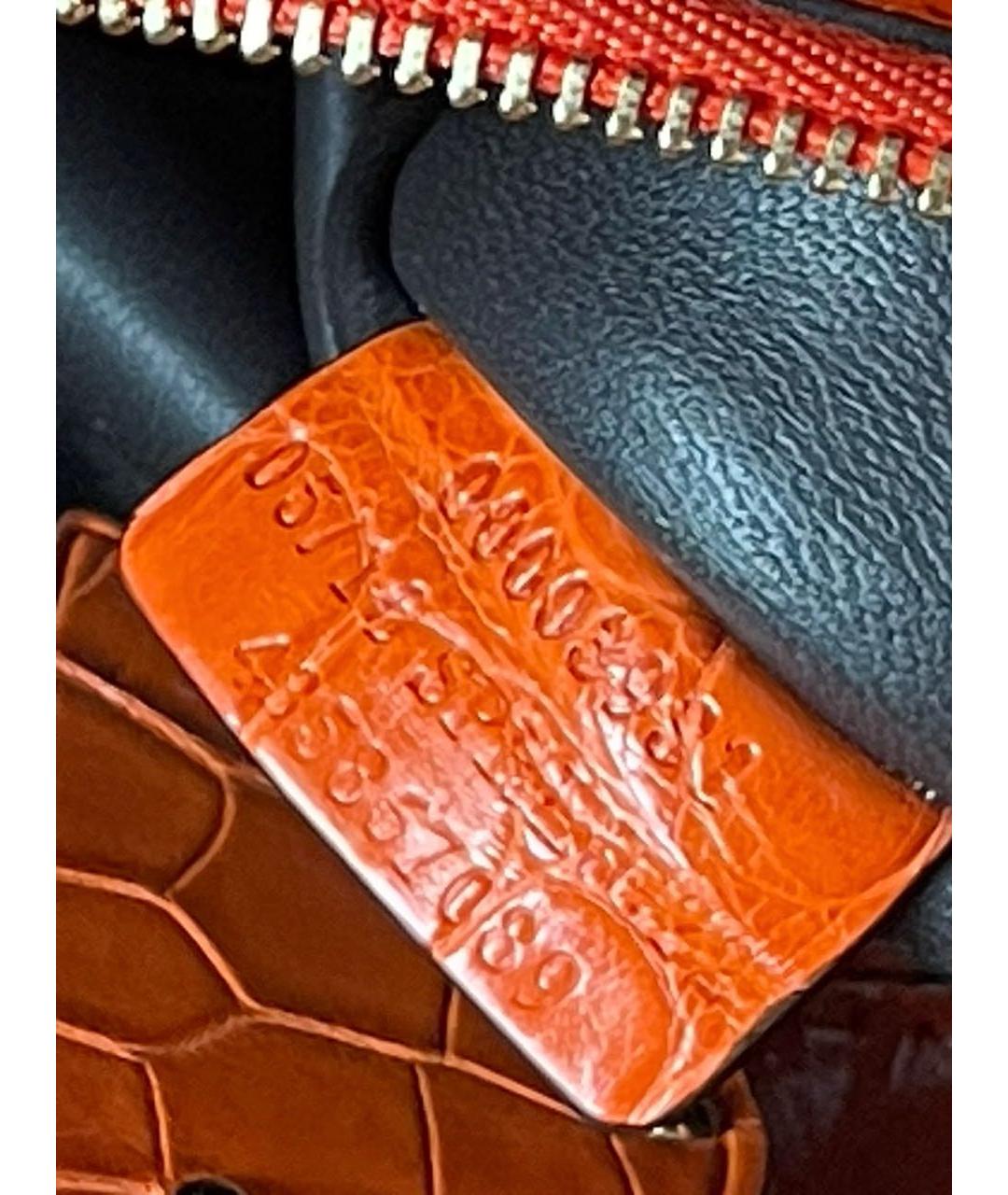 RALPH LAUREN Оранжевая сумка тоут из кожи аллигатора, фото 6