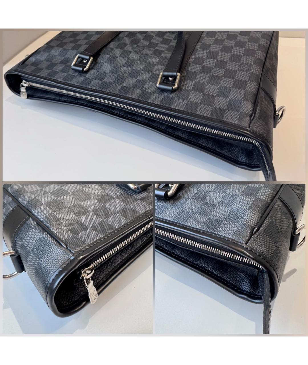 LOUIS VUITTON Черная сумка тоут из канвы, фото 5
