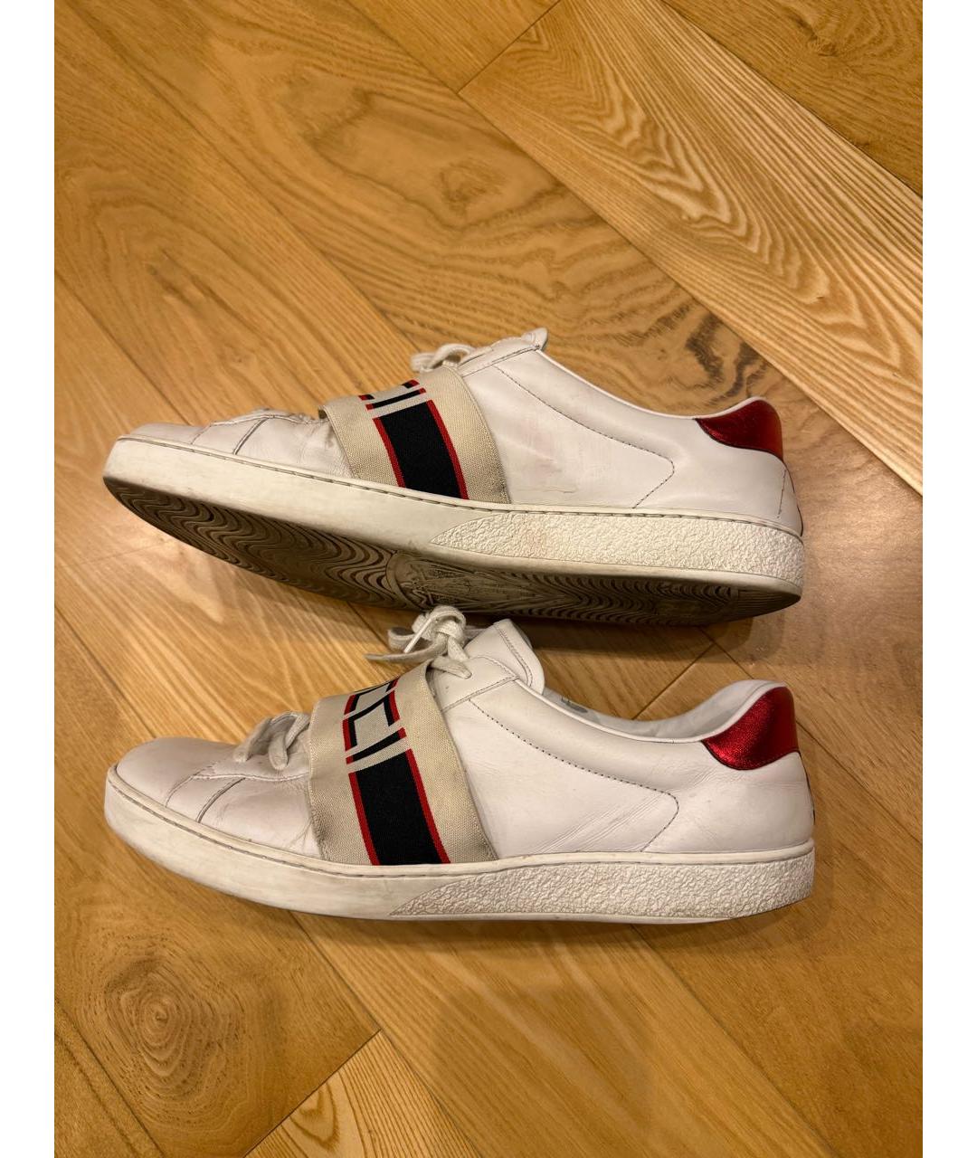 GUCCI Белые кожаные низкие кроссовки / кеды, фото 9