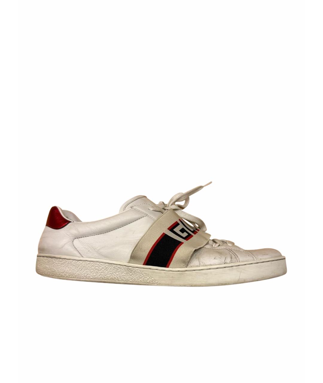 GUCCI Белые кожаные низкие кроссовки / кеды, фото 1