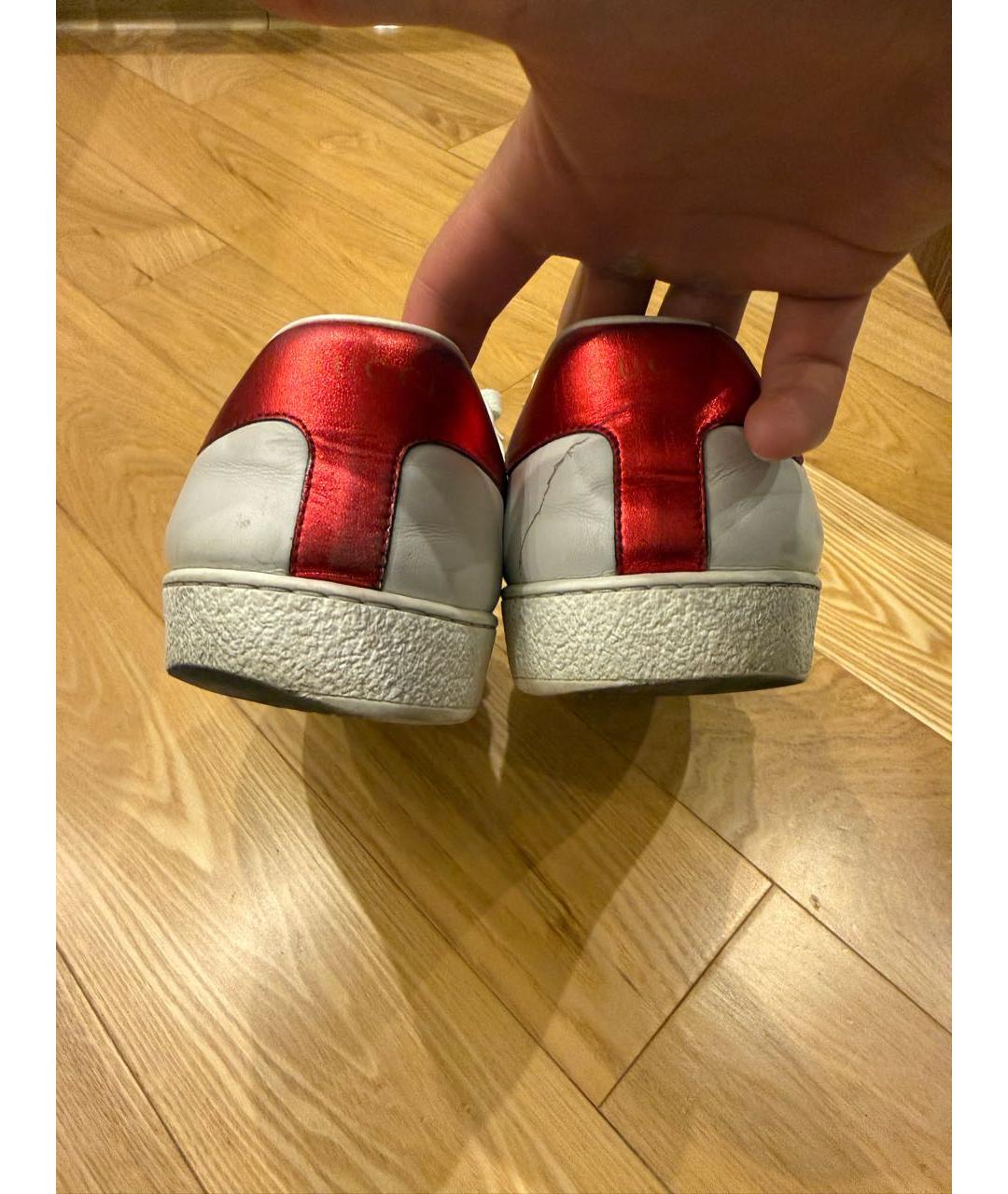 GUCCI Белые кожаные низкие кроссовки / кеды, фото 4
