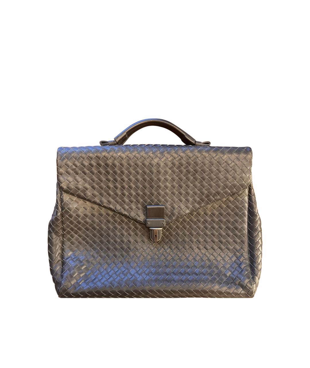 BOTTEGA VENETA Серый кожаный портфель, фото 1
