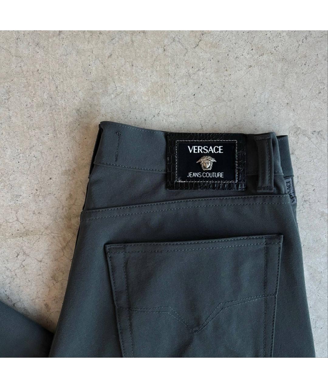 VERSACE JEANS COUTURE Хаки полиамидовые прямые брюки, фото 5