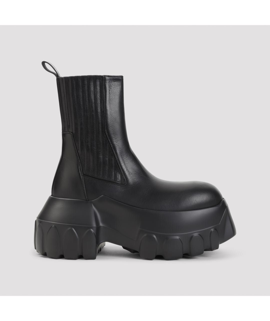 RICK OWENS Черные кожаные высокие ботинки, фото 2