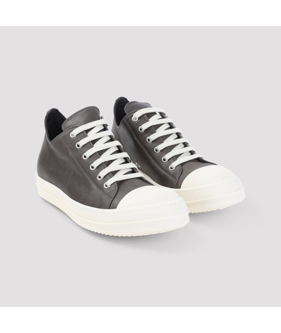 RICK OWENS Черные кожаные низкие кроссовки / кеды, фото 4