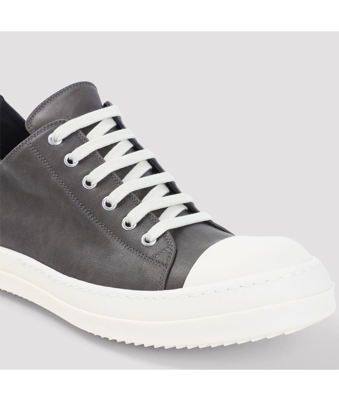 RICK OWENS Черные кожаные низкие кроссовки / кеды, фото 5