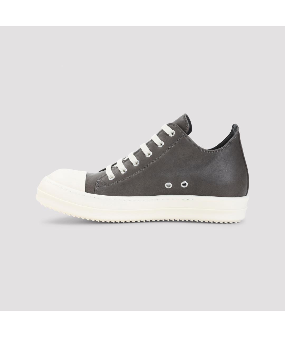 RICK OWENS Черные кожаные низкие кроссовки / кеды, фото 3