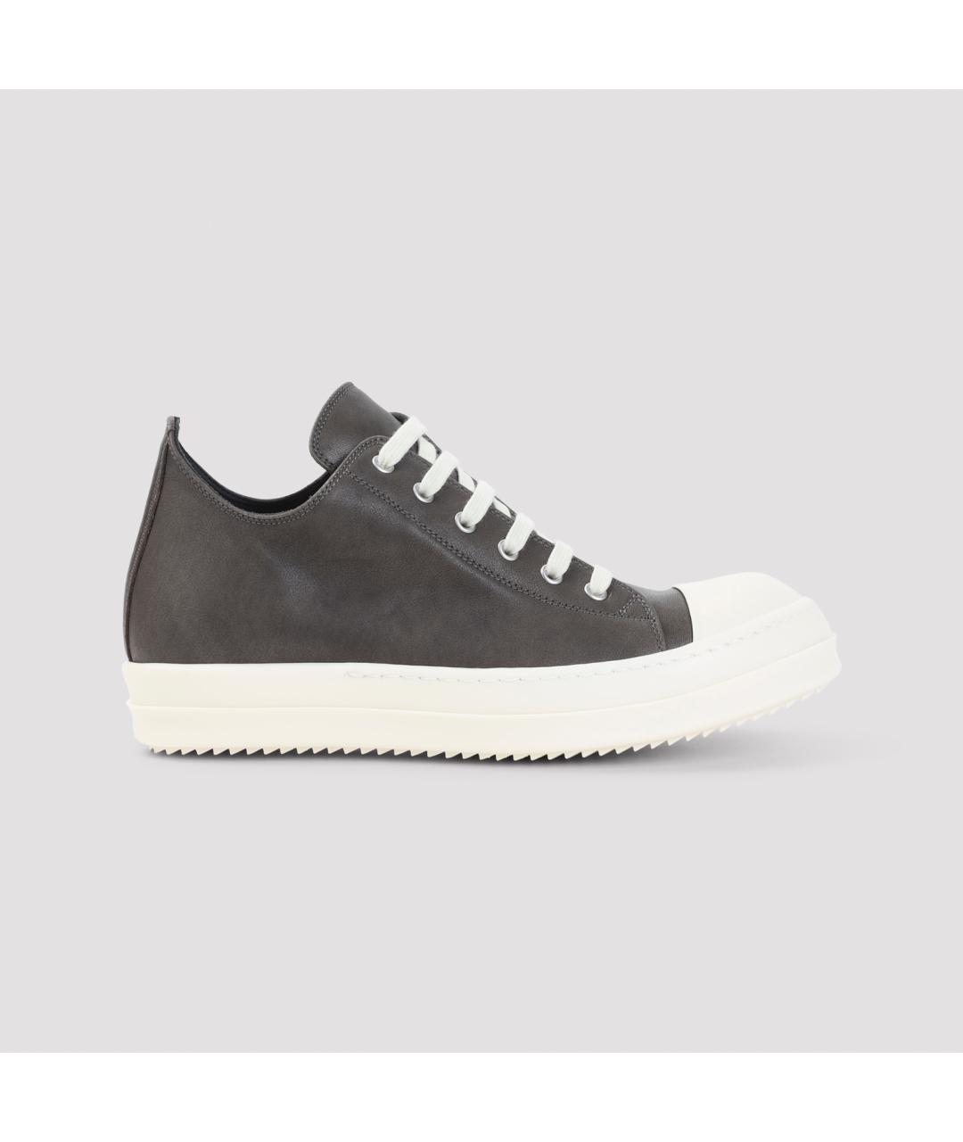 RICK OWENS Черные кожаные низкие кроссовки / кеды, фото 2