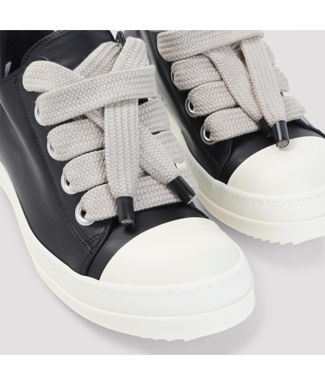 RICK OWENS Черные кожаные низкие кроссовки / кеды, фото 5