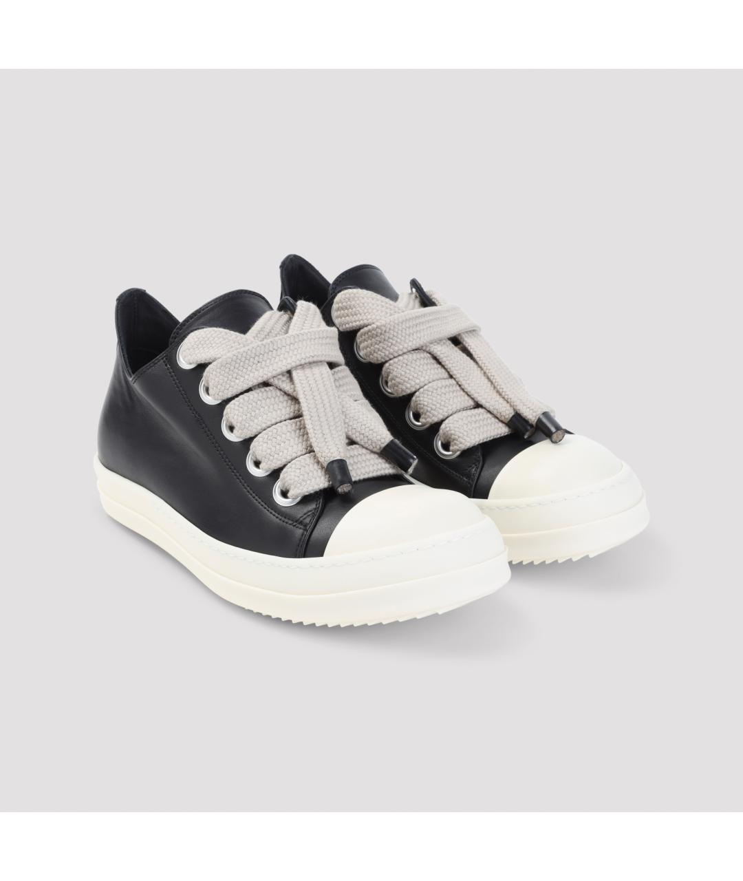 RICK OWENS Черные кожаные низкие кроссовки / кеды, фото 4
