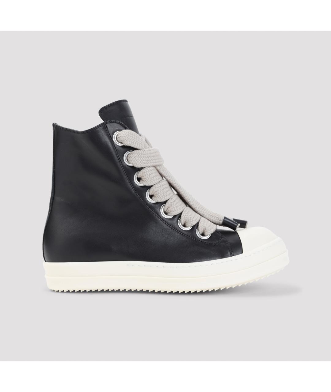 RICK OWENS Черные кожаные высокие кроссовки / кеды, фото 2