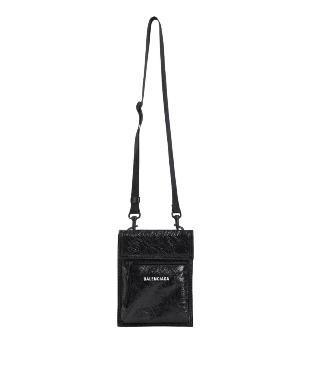 BALENCIAGA Черная кожаная сумка на плечо, фото 1