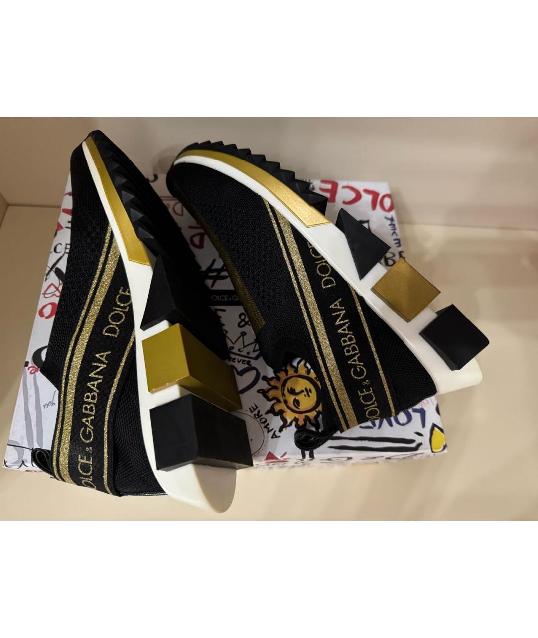DOLCE&GABBANA Черные текстильные кроссовки, фото 2