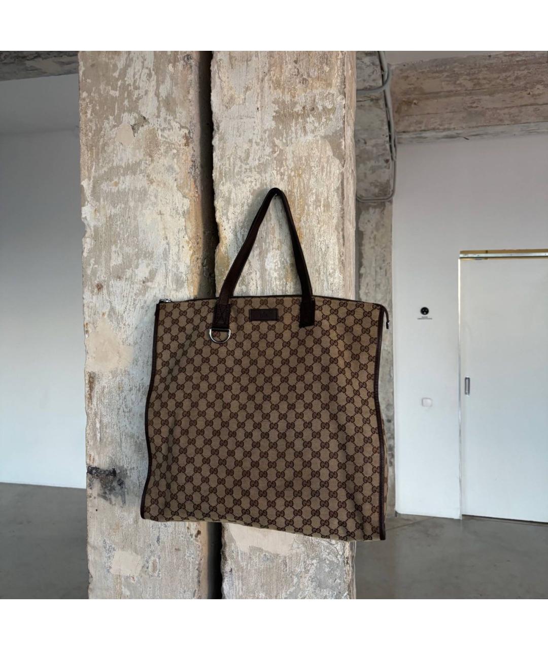 GUCCI Коричневая кожаная сумка тоут, фото 7