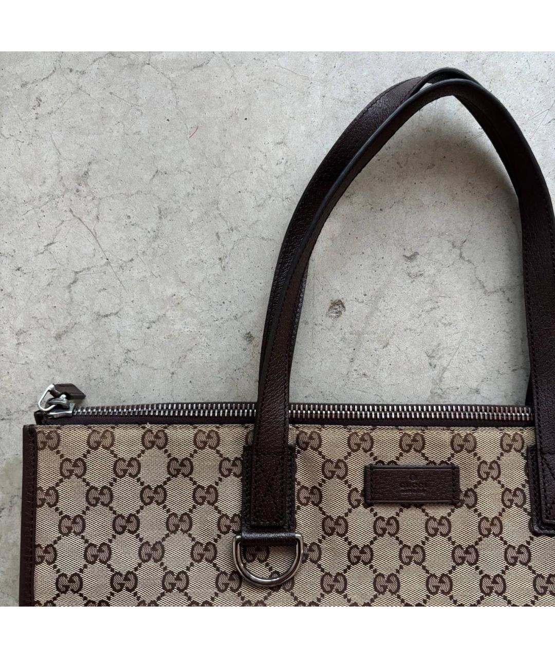 GUCCI Коричневая кожаная сумка тоут, фото 5