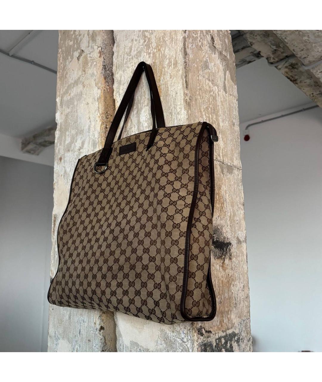 GUCCI Коричневая кожаная сумка тоут, фото 4