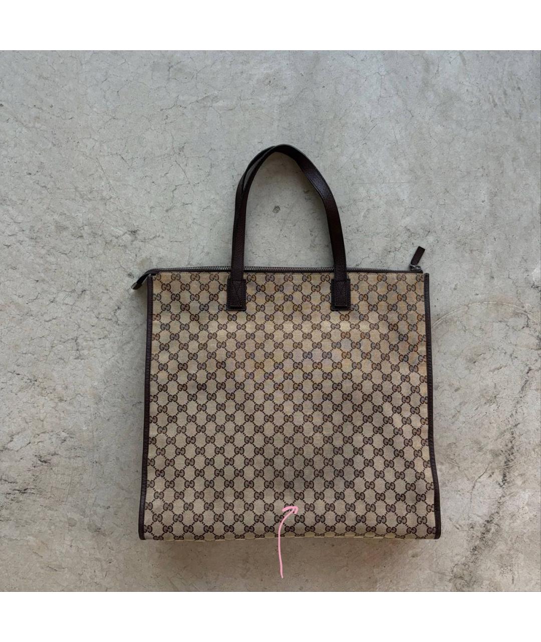 GUCCI Коричневая кожаная сумка тоут, фото 6
