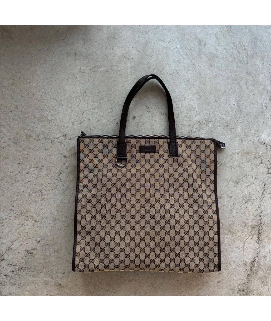 GUCCI Коричневая кожаная сумка тоут, фото 3