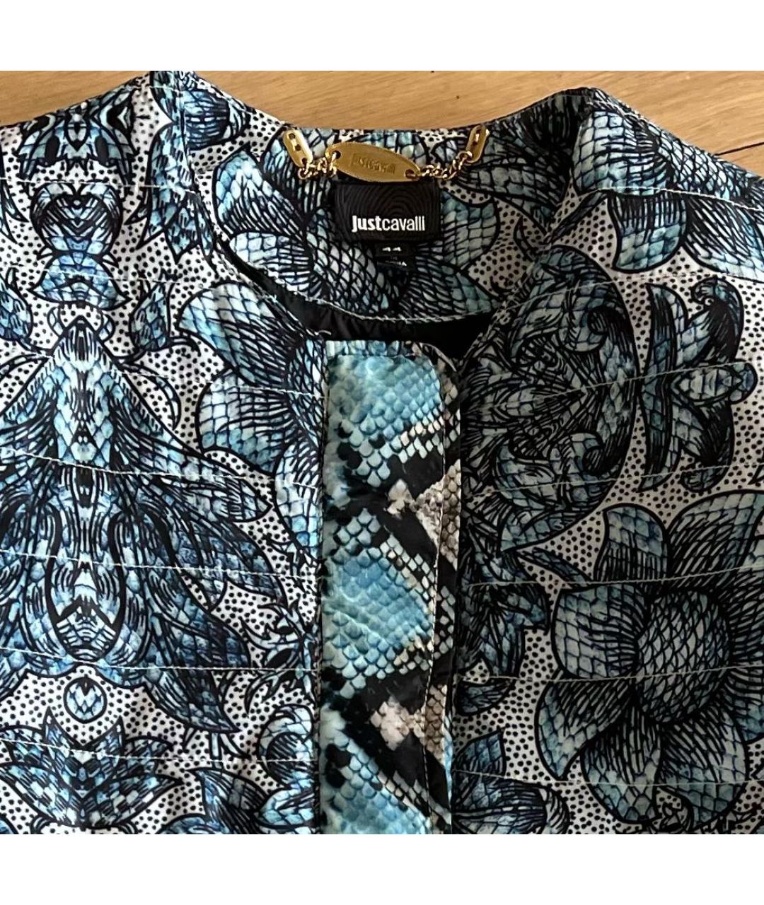 JUST CAVALLI Голубая полиэстеровая куртка, фото 3