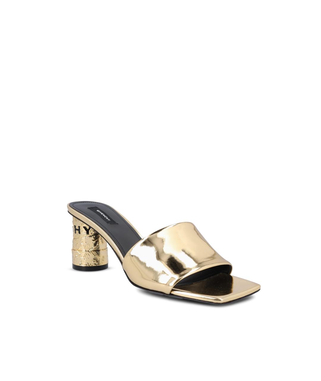 GIVENCHY Золотые кожаные мюли, фото 2
