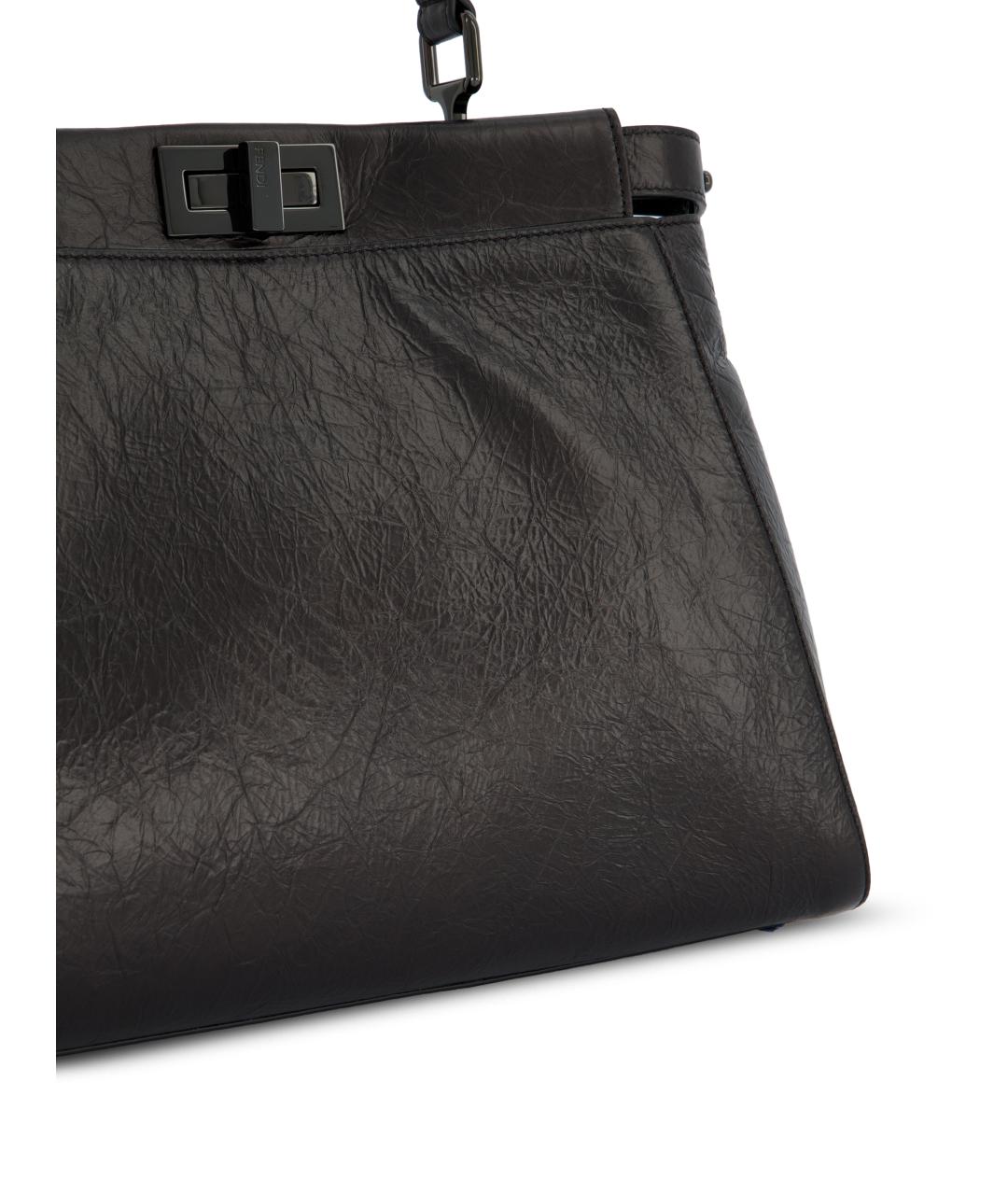 FENDI Черная кожаная сумка тоут, фото 4