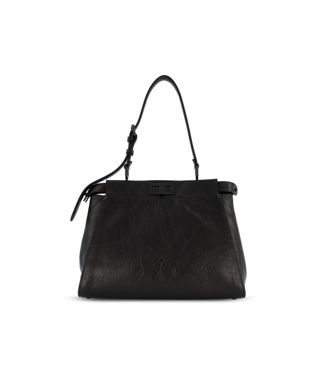 FENDI Черная кожаная сумка тоут, фото 5
