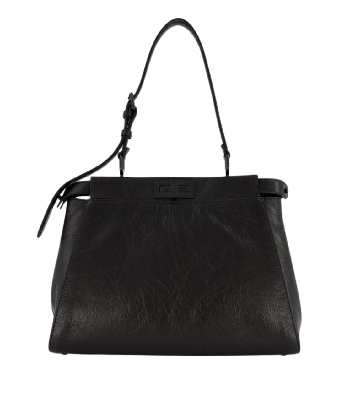 FENDI Черная кожаная сумка тоут, фото 1