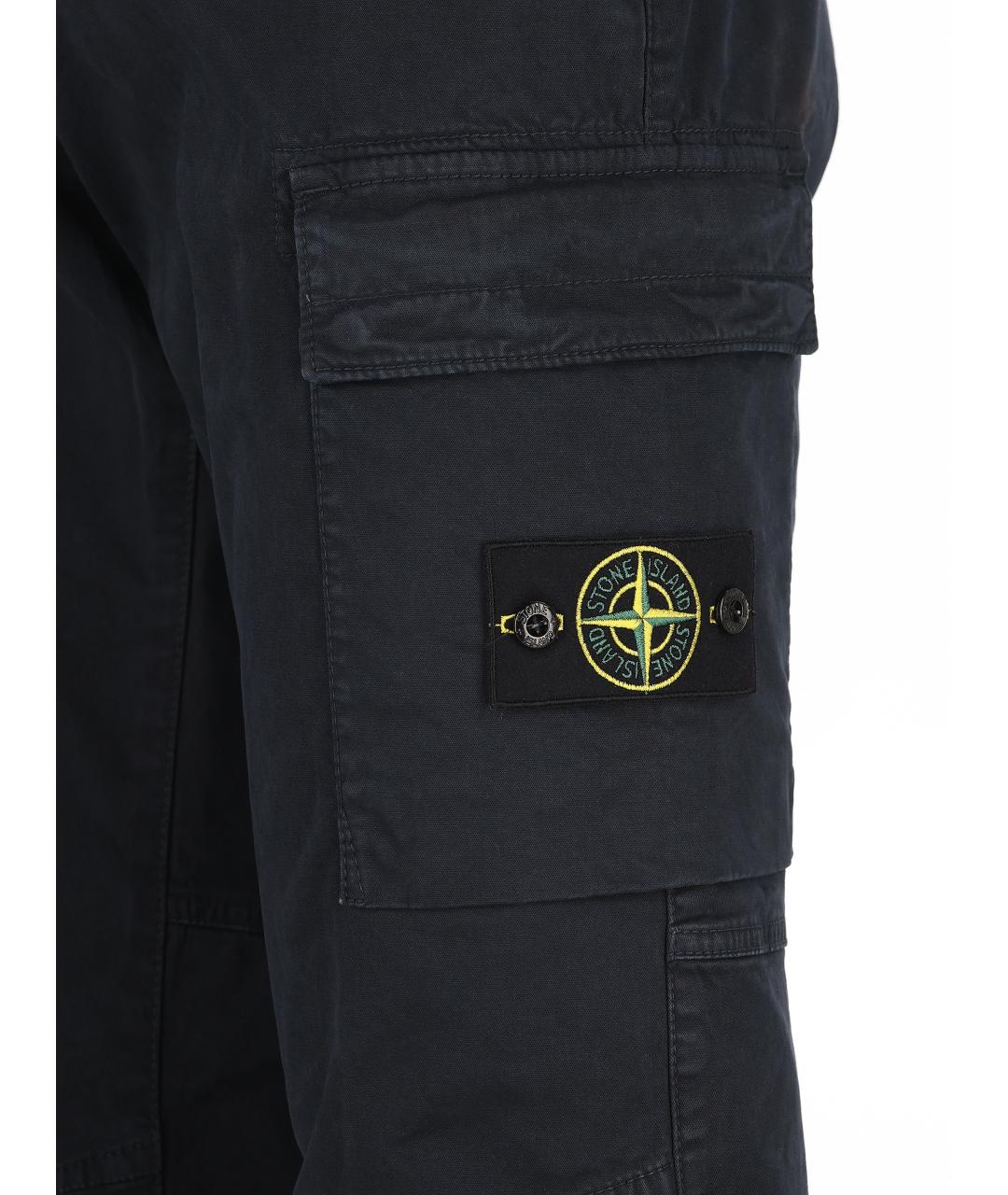 STONE ISLAND Черные хлопковые повседневные брюки, фото 3