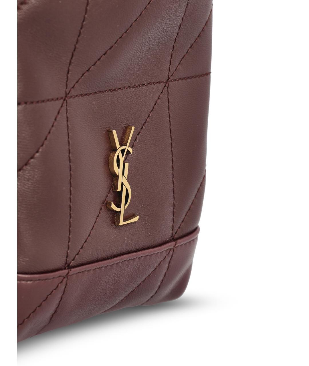 SAINT LAURENT Бордовая кожаная сумка через плечо, фото 4
