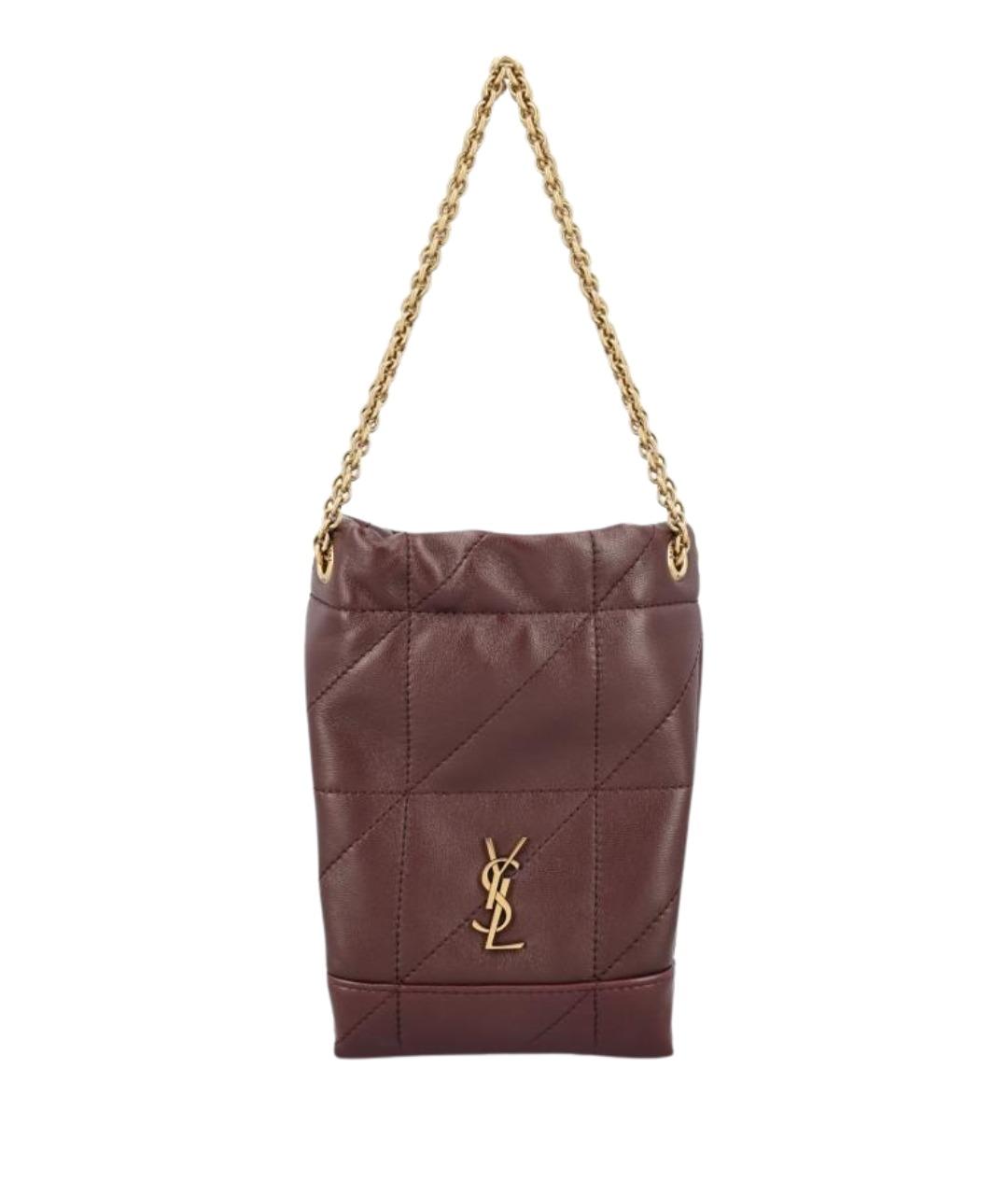 SAINT LAURENT Бордовая кожаная сумка через плечо, фото 1