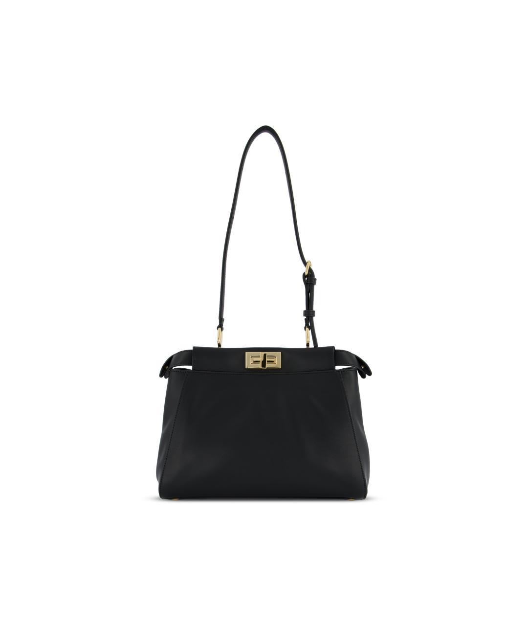 FENDI Черная кожаная сумка тоут, фото 5