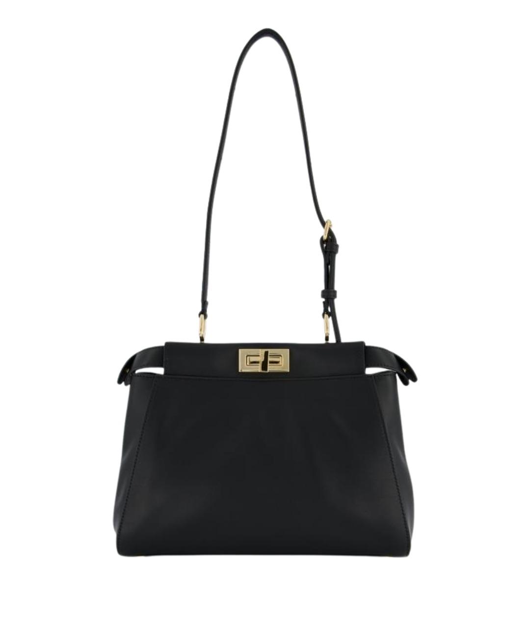 FENDI Черная кожаная сумка тоут, фото 1