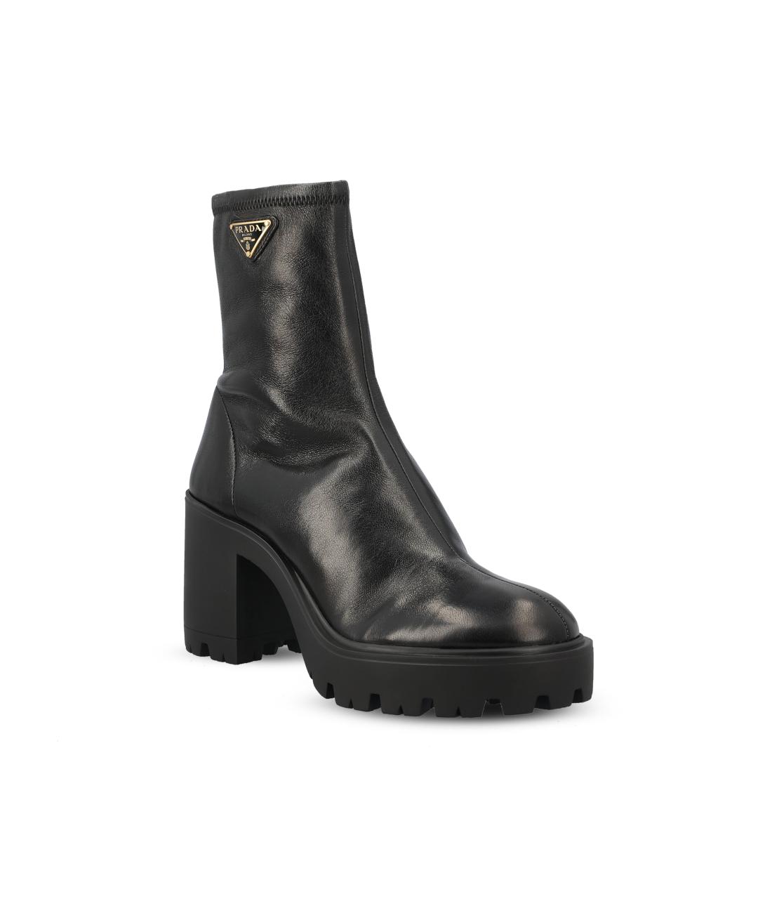 PRADA Черные кожаные ботинки, фото 2