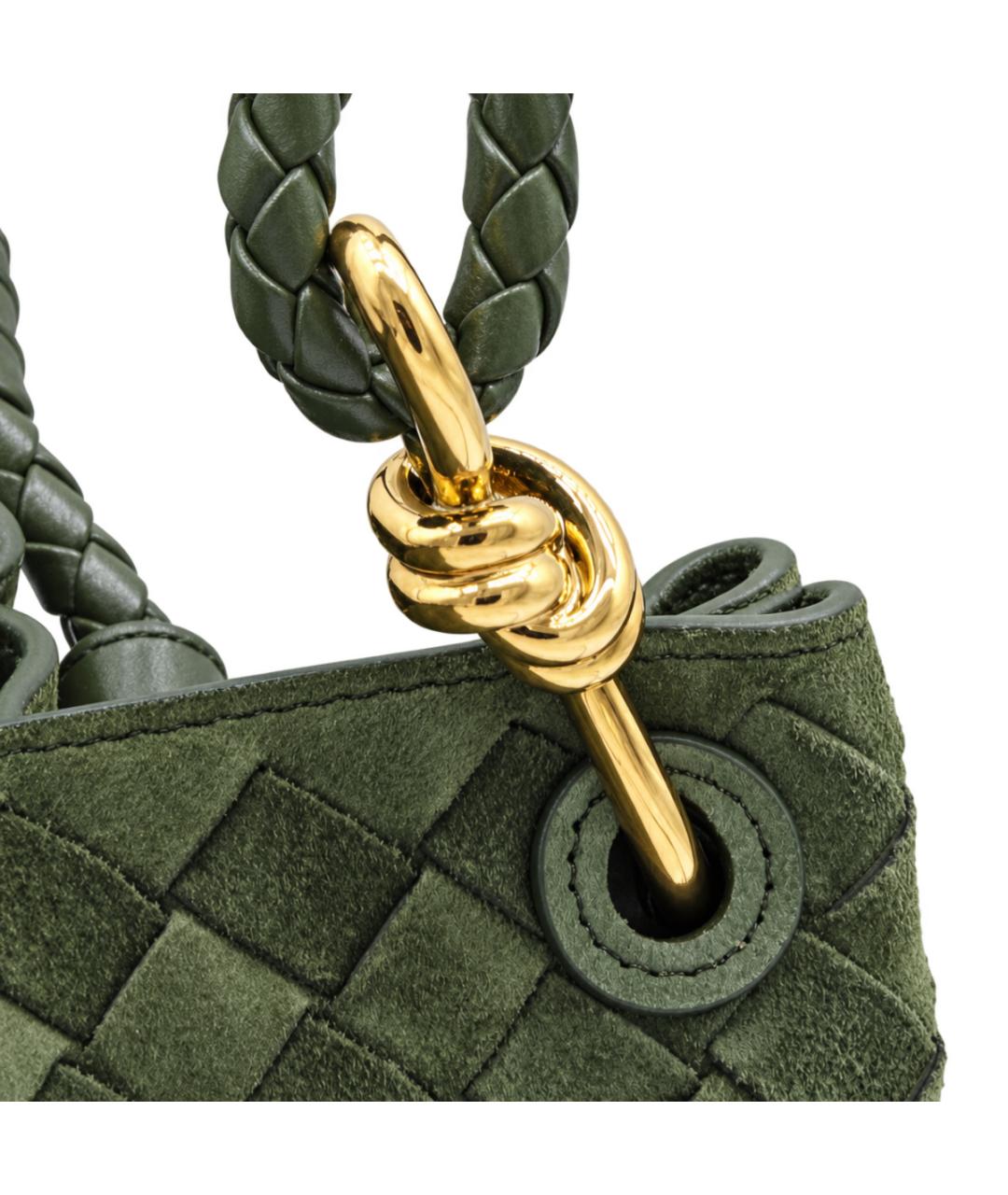 BOTTEGA VENETA Зеленая замшевая сумка тоут, фото 4