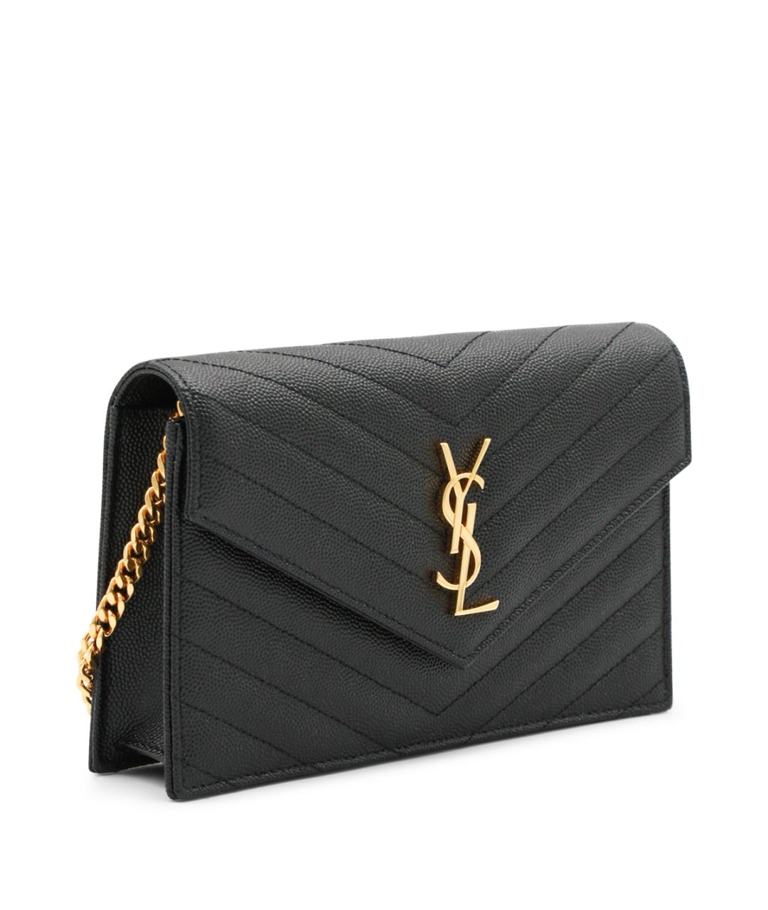 SAINT LAURENT Черная кожаная сумка через плечо, фото 2