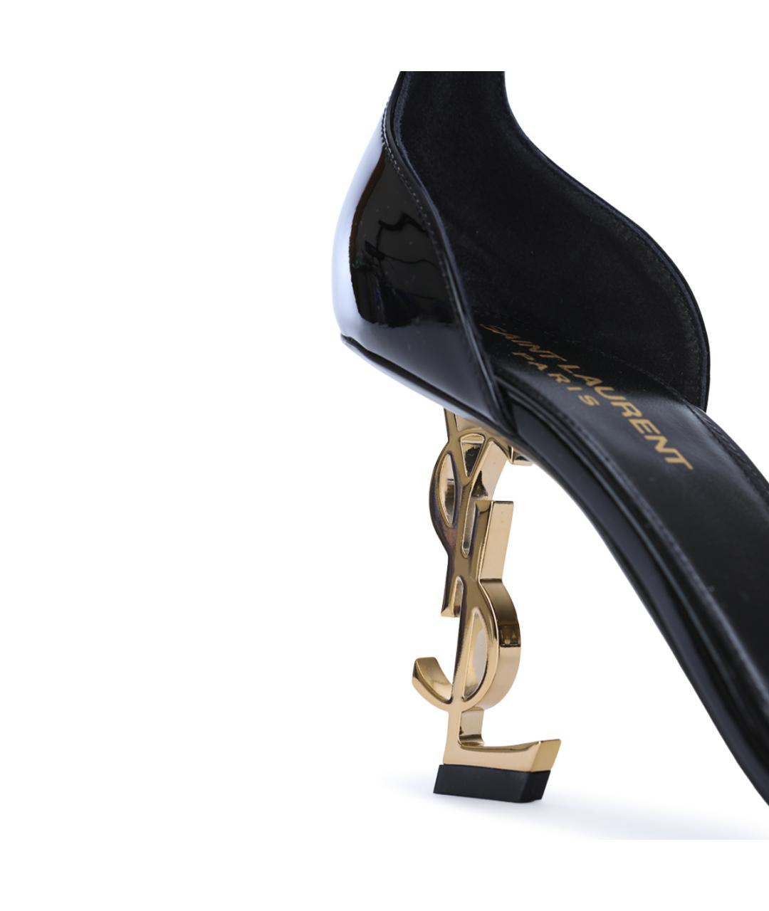 SAINT LAURENT Черные босоножки из лакированной кожи, фото 4