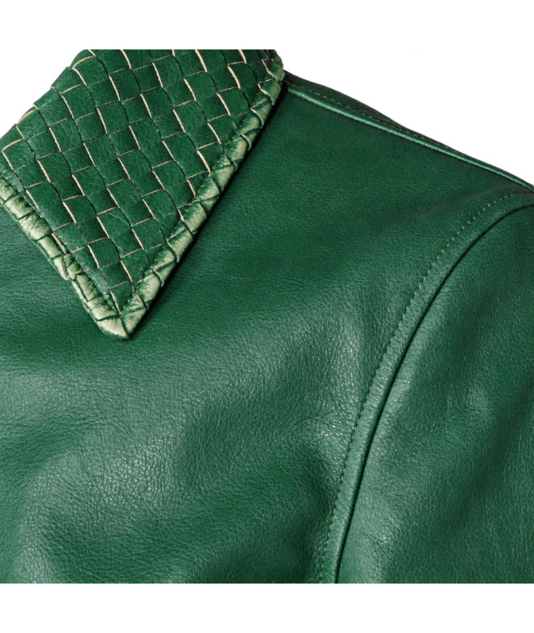 BOTTEGA VENETA Зеленая кожаная куртка, фото 3