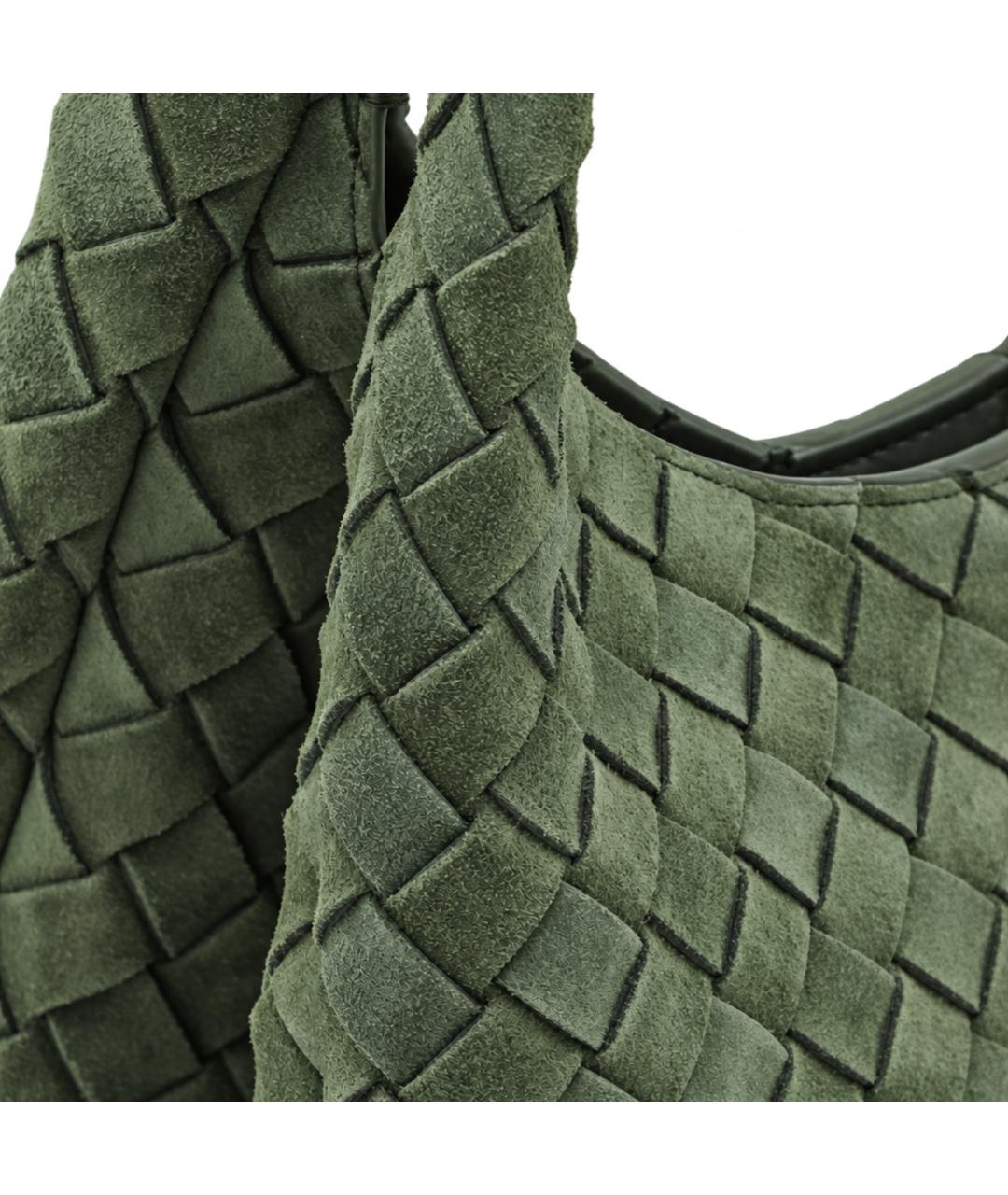 BOTTEGA VENETA Зеленая замшевая сумка тоут, фото 4