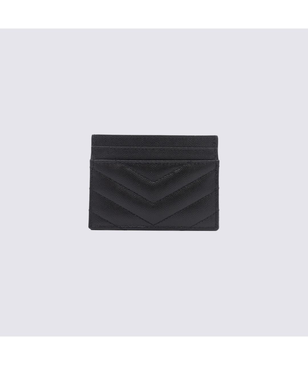 SAINT LAURENT Черный кожаный кардхолдер, фото 2